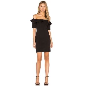 Amanda Uprichard Sia Off Shoulder Ruffle Black Mini Dress | Revolve